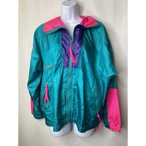 1990's Vintage Columbia  Windbreaker Jacket Size Medium Fly Girl Kid Core E-Girl